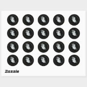 Black Border Lady in White Ghost Halloween Ronde Sticker (Vel)