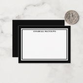 Black Border Minimalist Name Monogram Notitiekaartje (Voorkant / Achterkant in situ)