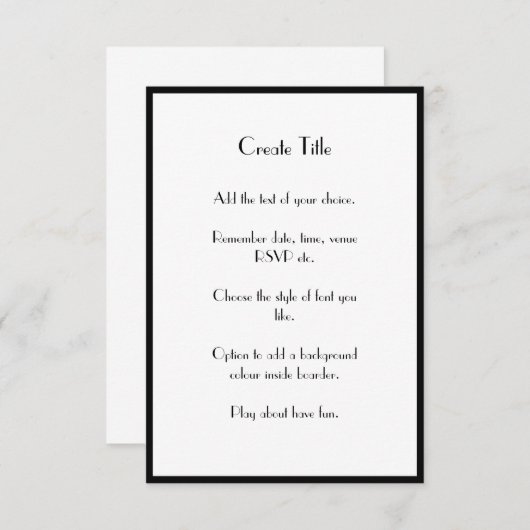 Black Border Modern Art Deco Wedding Invite Kaart (Voorkant / Achterkant)