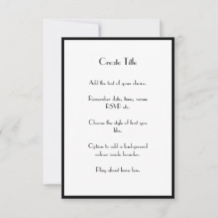 Black Border Modern Art Deco Wedding Invite Kaart