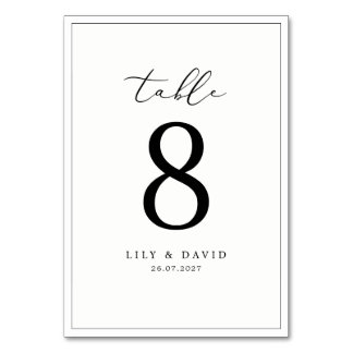 Black Border Modern Table Number Kaart