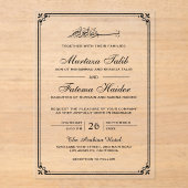 Black Border Muslim Wedding Acryl Uitnodigingen (Voorkant)