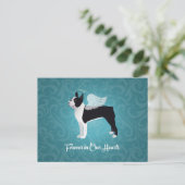 Black Boston Terrier Dog Angel Pet Memorial Briefkaart (Staand voorkant)