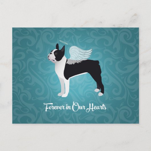 Black Boston Terrier Dog Angel Pet Memorial Briefkaart (Voorkant)