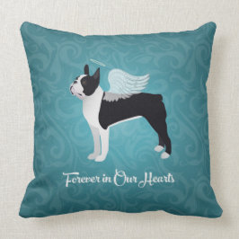 Black Boston Terrier Dog Angel Pet Memorial Kussen