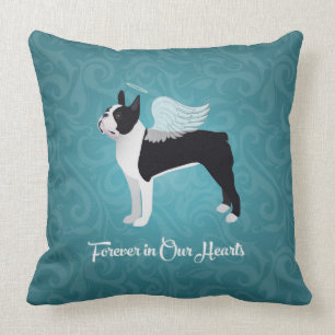 Black Boston Terrier Dog Angel Pet Memorial Kussen
