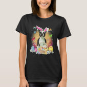 Black Boston Terrier Dog Bunny Easter Eggs Basket T-shirt (Voorkant)