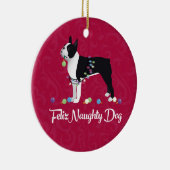 Black Boston Terrier Feliz Naughty Dog Design Keramisch Ornament (Rechts)