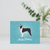 Black Boston Terrier Happy Birthday Design Briefkaart (Staand voorkant)
