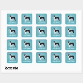 Black Boston Terrier Happy Birthday Design Vierkante Sticker (Vel)