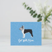 Black Boston Terrier krijgt snel weer vlot Funny D Briefkaart (Staand voorkant)