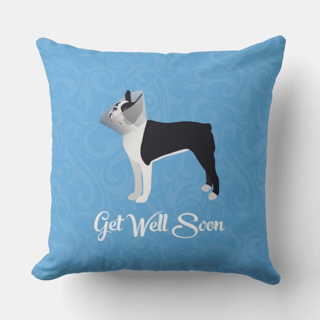 Black Boston Terrier krijgt snel weer vlot Funny D Kussen (Voorkant)