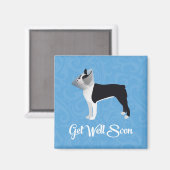 Black Boston Terrier krijgt snel weer vlot Funny D Magneet (Voorkant / Achterkant)