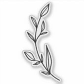 Black Botanical Branch with Leaves Transparent Sticker (Voorkant)