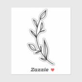 Black Botanical Branch with Leaves Transparent Sticker (Vel)