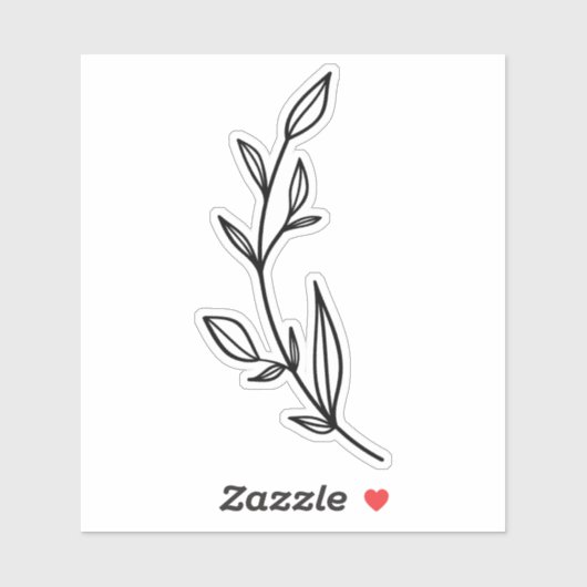 Black Botanical Branch with Leaves Transparent Sticker (Vel)