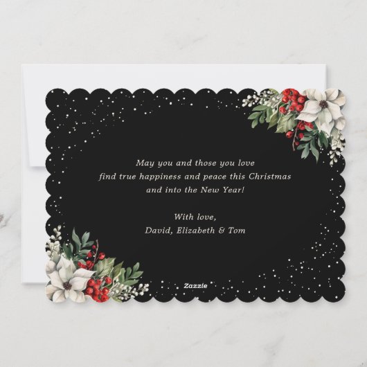 Black Botanical Feestdagenkaart (Achterkant)