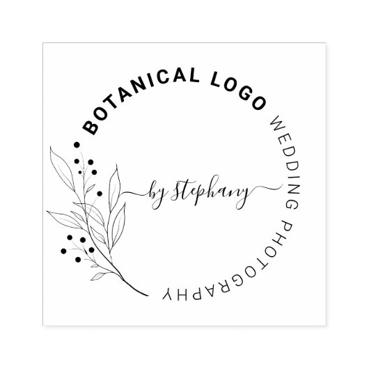 Black Botanical Leaves Aangepaste Trouwfotografie Rubberstempel (Afrduk)