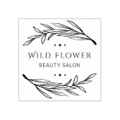 Black Botanical Leaves Custom Beauty Salon Logo Rubberstempel