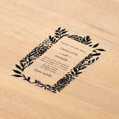 Black botanical modern clear luxury wedding acryl uitnodigingen (Laagn)