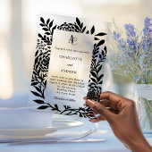 Black botanical modern monogram luxury wedding acryl uitnodigingen