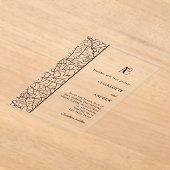 Black botanical monogram clear luxxury wedding acryl uitnodigingen (Laagn)