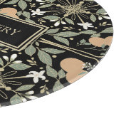 Black Botanical Orange Blossoms Pattern Snijplank (Hoek)