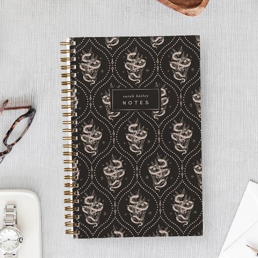 Black | Botanical Snake Personalized Notitieboek