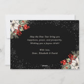 Black Botanical Snowflakes New Year Card Feestdagenkaart (Achterkant)