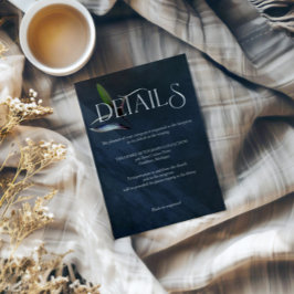 Black Botanical Wedding Details Kaart Moody