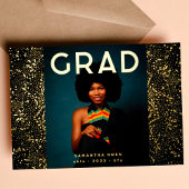 Black Botanicals Afstudeerder Foto Gold Foil Annou Folie Uitnodiging