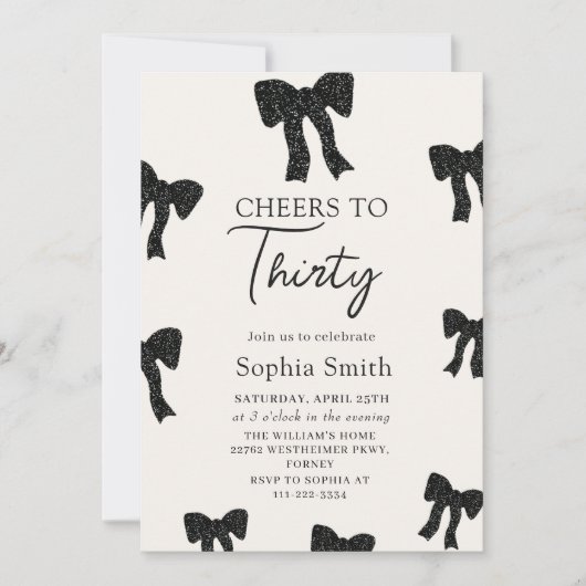 Black Bow 30e verjaardag uitnodiging (Voorkant)