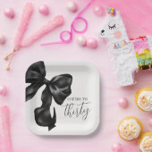 Black Bow 30th 40th 50th Birthday  Papieren Bordje (Feest)