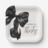 Black Bow 30th 40th 50th Birthday  Papieren Bordje (Voorkant)