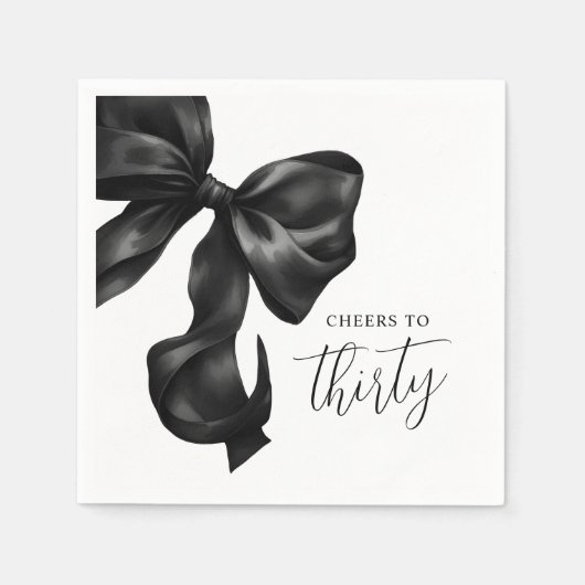 Black Bow 30th 40th 50th Birthday  Servet (Voorkant)