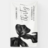 Black Bow 30th 40th 50th Birthday  Spandoek (Verticaal)