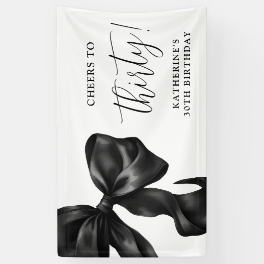 Black Bow 30th 40th 50th Birthday  Spandoek (Verticaal)