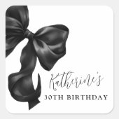 Black Bow 30th 40th 50th Birthday Vierkante Sticker (Voorkant)