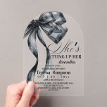 Black Bow 30th Birthday  Acrylic  Acryl Uitnodigingen<br><div class="desc">Birthday party invitation elegant cute dusty pink watercolor bow with  cute gold pink crown modern  birthday invitation template. Elegant stylish birthday invitation is full of fun and cute design elements.</div>