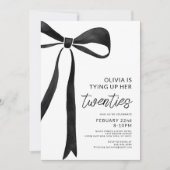 Black Bow 30th Birthday Party Celebration-script Kaart (Voorkant)