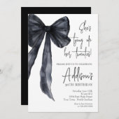 black bow 30th Birthday Party Invitation Kaart (Voorkant / Achterkant)