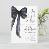 black bow 30th Birthday Party Invitation Kaart (Staand voorkant)