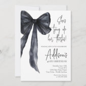 black bow 40th Birthday Party Invitation Kaart (Voorkant)