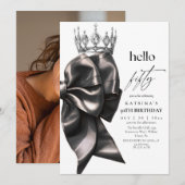 Black Bow 50th Birthday Kaart (Voorkant / Achterkant)