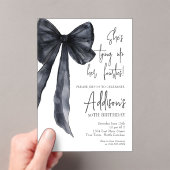 black bow 50th Birthday Party Invitation Acryl Uitnodigingen (Insitu (Draagbaar))
