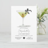 Black Bow A tiny bit older Olive Martini Birthday Kaart (Staand voorkant)