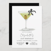 Black Bow A tiny bit older Olive Martini Birthday Kaart (Voorkant / Achterkant)