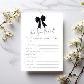 Black Bow Advice for Bride Bridal Shower Game Card Kaart