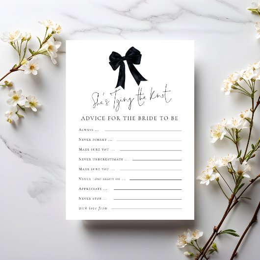 Black Bow Advice for Bride Bridal Shower Game Card Kaart