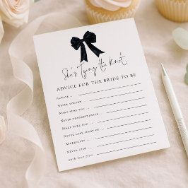 Black Bow Advice for Bride Bridal Shower Game Card Kaart